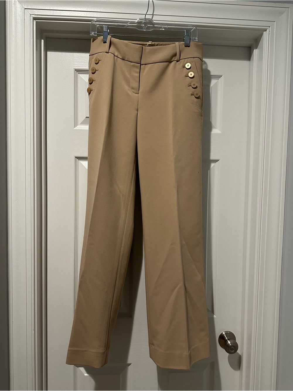 The Limited Tan Wide-Leg Pants with Decorative Buttons